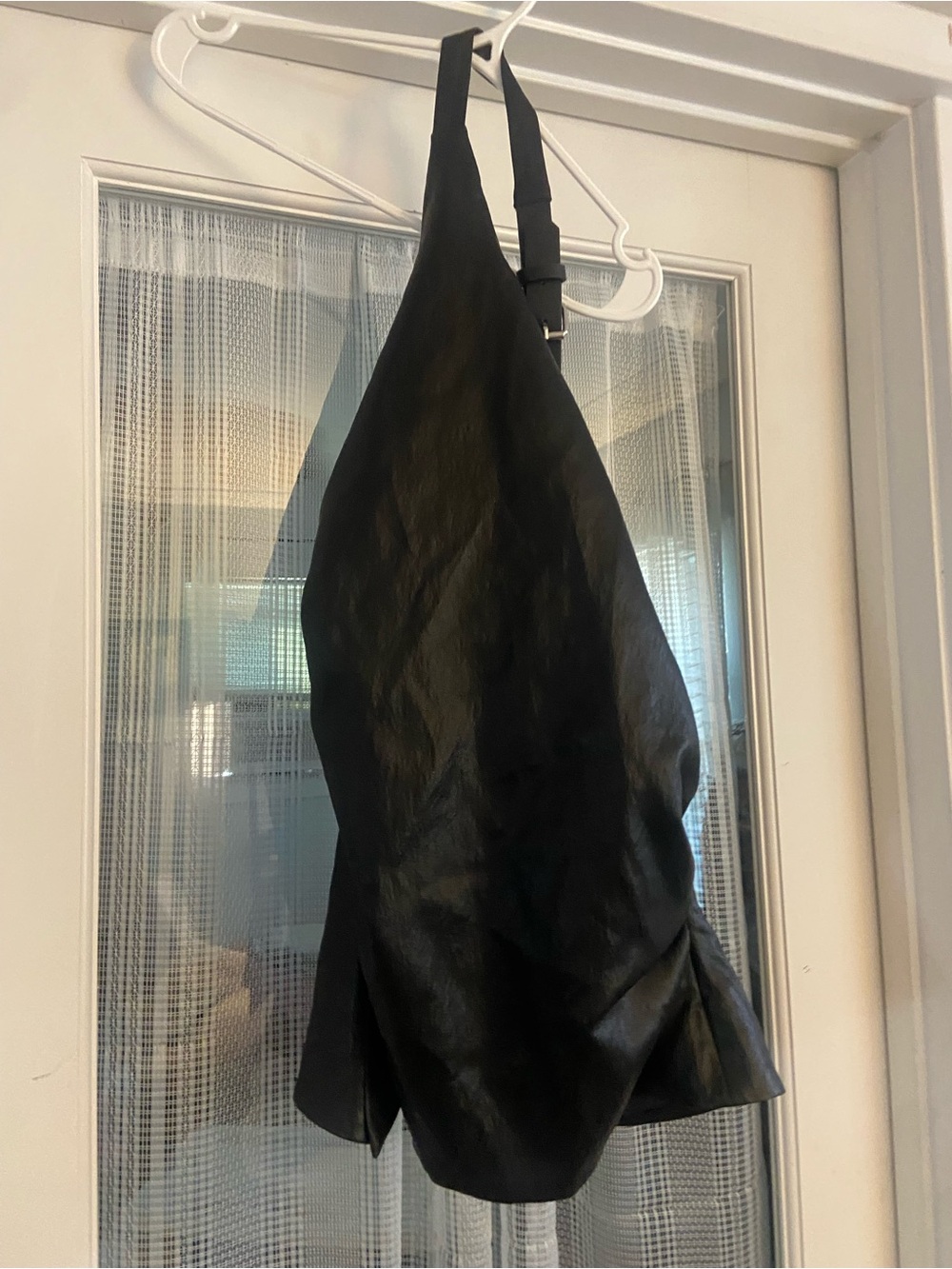 Zara Black Faux Leather Halter Tank Top